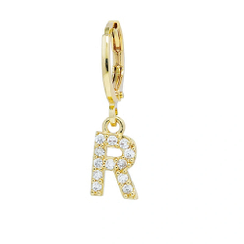 Factory  Direct 18k gold plated  Alphabet Earrings Jewelry Wholesale  26 Initial Letters Cubic Zirconia  Jewelry Women