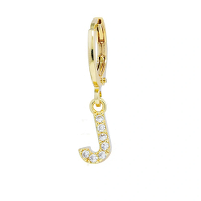 Factory  Direct 18k gold plated  Alphabet Earrings Jewelry Wholesale  26 Initial Letters Cubic Zirconia  Jewelry Women
