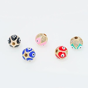 Factory Direct Jewelry Making Round Eyes shape Bracelet Necklace Beads DIY Jewelry Wholesale CZ Spacer Charms Eyes Round beads