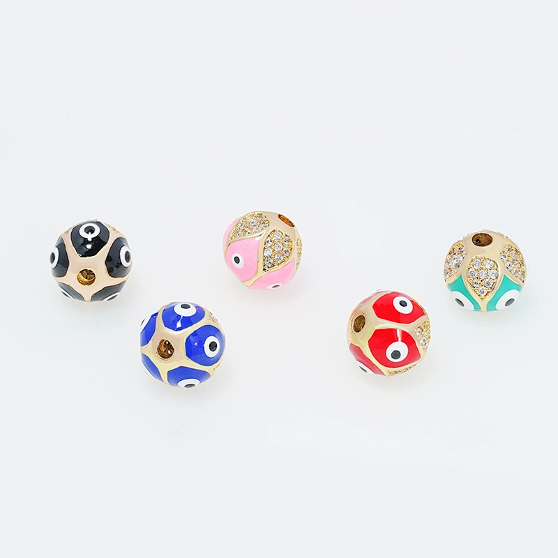 Factory Direct Jewelry Making Round Eyes shape Bracelet Necklace Beads DIY Jewelry Wholesale CZ Spacer Charms Eyes Round beads
