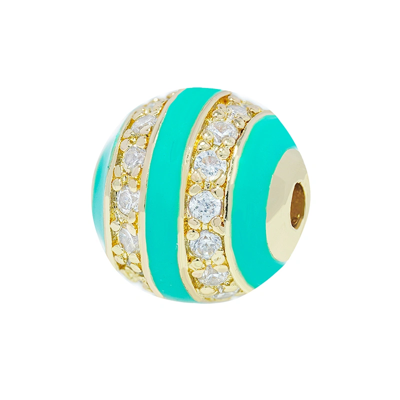 Factory Jewelry Making round shape Bracelet Necklace Beads DIY Jewelry Wholesale CZ Spacer Charms  Round beads