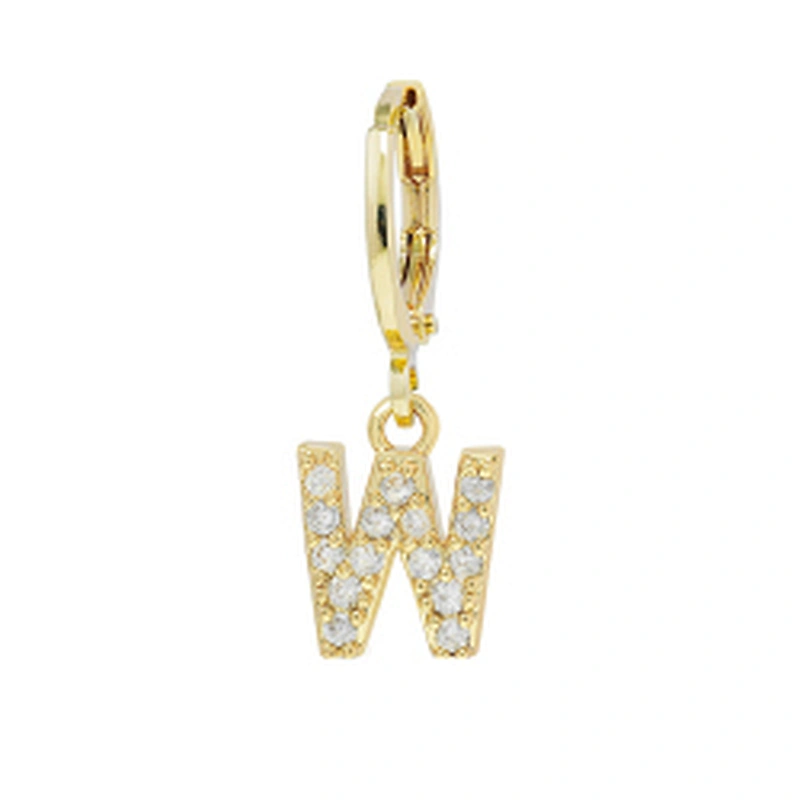 Factory  Direct 18k gold plated  Alphabet Earrings Jewelry Wholesale  26 Initial Letters Cubic Zirconia  Jewelry Women