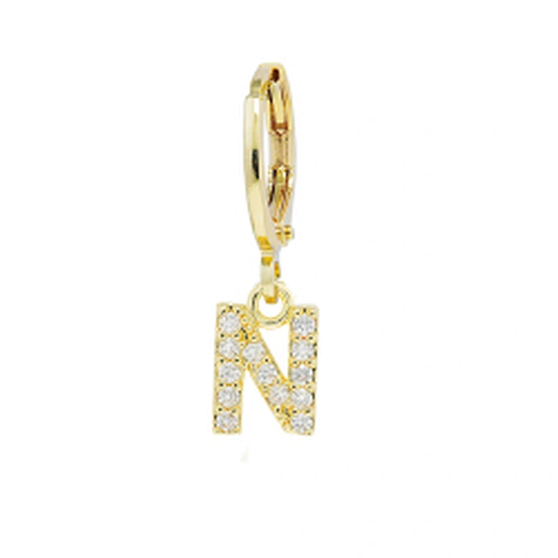 Factory  Direct 18k gold plated  Alphabet Earrings Jewelry Wholesale  26 Initial Letters Cubic Zirconia  Jewelry Women