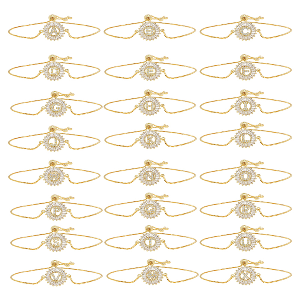 Factory Direct 18K Gold Plated Letter Bracelets Adjustable Fashion Initial Alphabet Charms Bracelets Jewelry for women girls