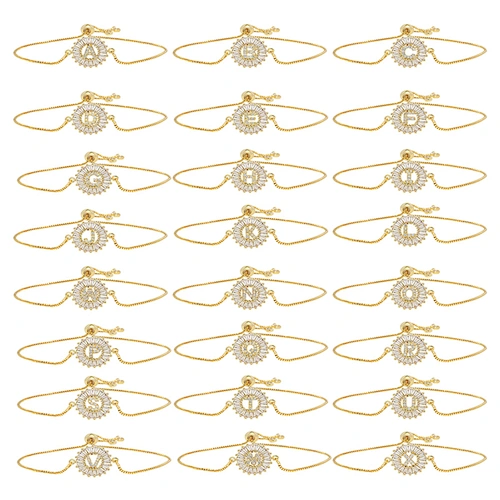 Factory Direct 18K Gold Plated Letter Bracelets Adjustable Fashion Initial Alphabet Charms Bracelets Jewelry for women girls