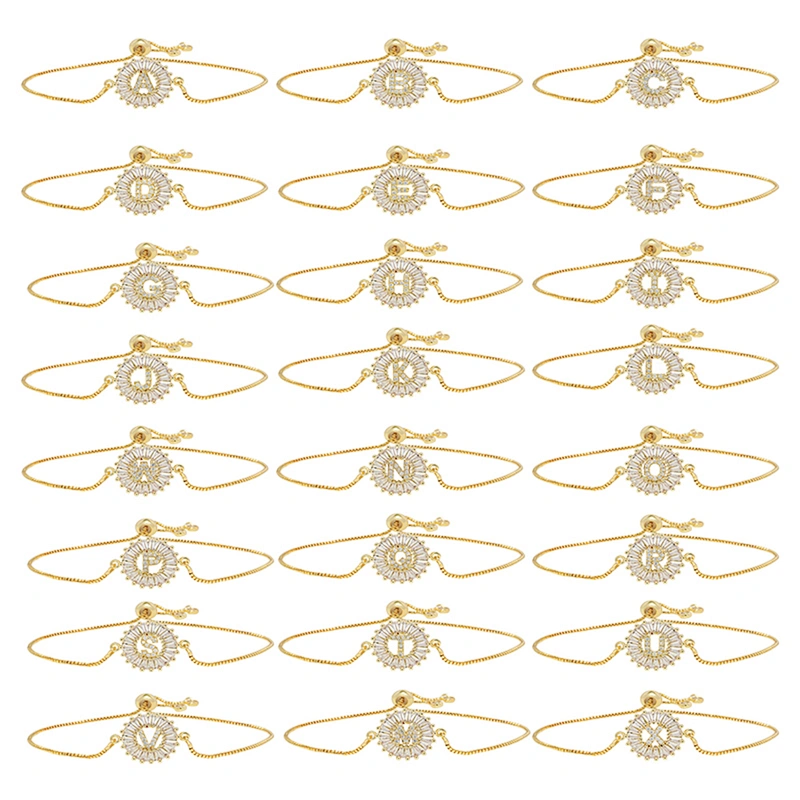 Factory Direct 18K Gold Plated Letter Bracelets Adjustable Fashion Initial Alphabet Charms Bracelets Jewelry for women girls