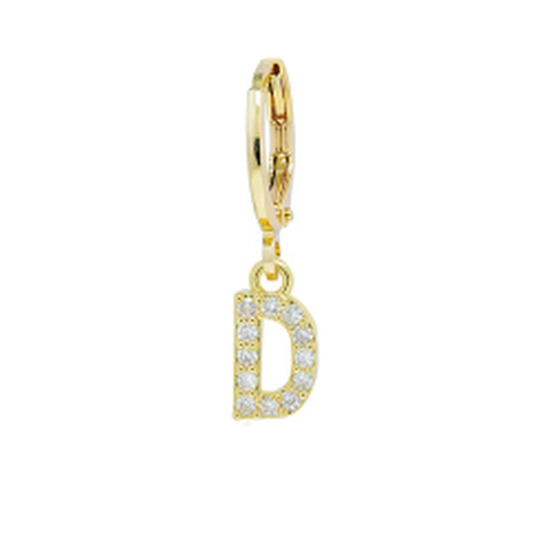 Factory  Direct 18k gold plated  Alphabet Earrings Jewelry Wholesale  26 Initial Letters Cubic Zirconia  Jewelry Women