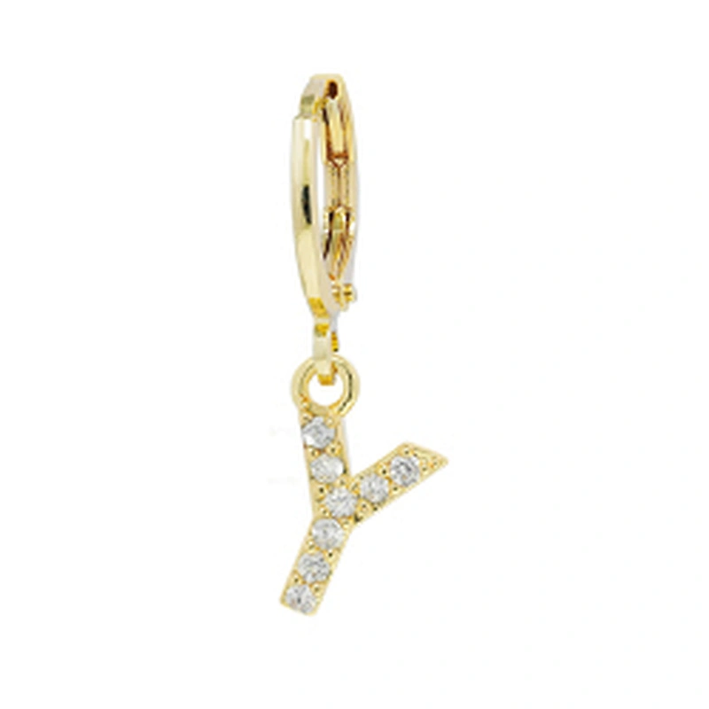 Factory  Direct 18k gold plated  Alphabet Earrings Jewelry Wholesale  26 Initial Letters Cubic Zirconia  Jewelry Women