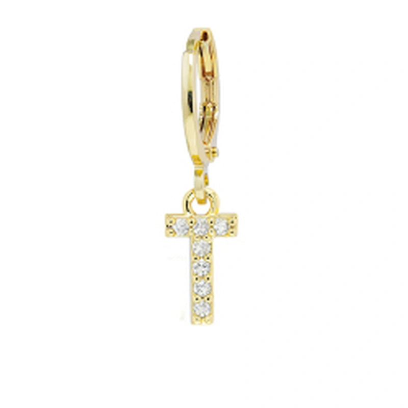Factory  Direct 18k gold plated  Alphabet Earrings Jewelry Wholesale  26 Initial Letters Cubic Zirconia  Jewelry Women