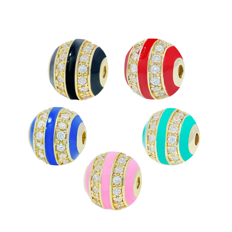 Factory Jewelry Making round shape Bracelet Necklace Beads DIY Jewelry Wholesale CZ Spacer Charms  Round beads