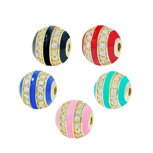 Factory Jewelry Making round shape Bracelet Necklace Beads DIY Jewelry Wholesale CZ Spacer Charms  Round beads