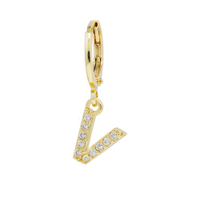 Factory  Direct 18k gold plated  Alphabet Earrings Jewelry Wholesale  26 Initial Letters Cubic Zirconia  Jewelry Women