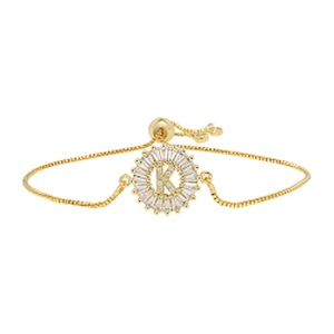 Factory Direct 18K Gold Plated Letter Bracelets Adjustable Fashion Initial Alphabet Charms Bracelets Jewelry for women girls