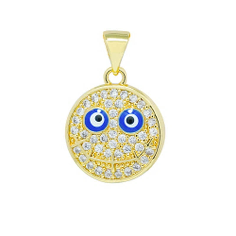 Beautiful Round Shape  Pendants Necklace Pendant Charms DIY Bracelet Making Jewelry CZ Smiling Face Pendants Charms