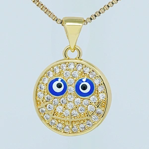 Beautiful Round Shape  Pendants Necklace Pendant Charms DIY Bracelet Making Jewelry CZ Smiling Face Pendants Charms