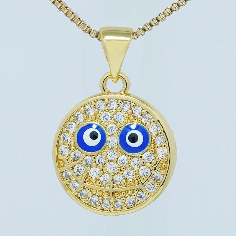 Beautiful Round Shape  Pendants Necklace Pendant Charms DIY Bracelet Making Jewelry CZ Smiling Face Pendants Charms
