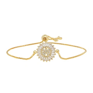 Factory Direct 18K Gold Plated Letter Bracelets Adjustable Fashion Initial Alphabet Charms Bracelets Jewelry for women girls