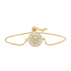 Factory Direct 18K Gold Plated Letter Bracelets Adjustable Fashion Initial Alphabet Charms Bracelets Jewelry for women girls