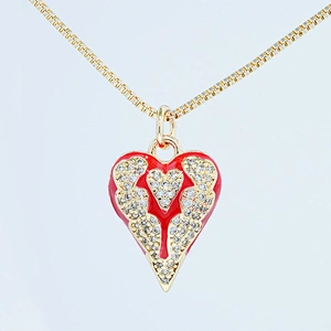 Factory Heart Shape Pendants Necklace Pendant Charms Bracelet Making 18k Gold Plated Jewelry CZ Heart Shape Pendants Charms DIY