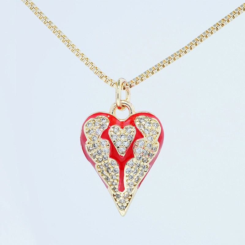 Factory Heart Shape Pendants Necklace Pendant Charms Bracelet Making 18k Gold Plated Jewelry CZ Heart Shape Pendants Charms DIY