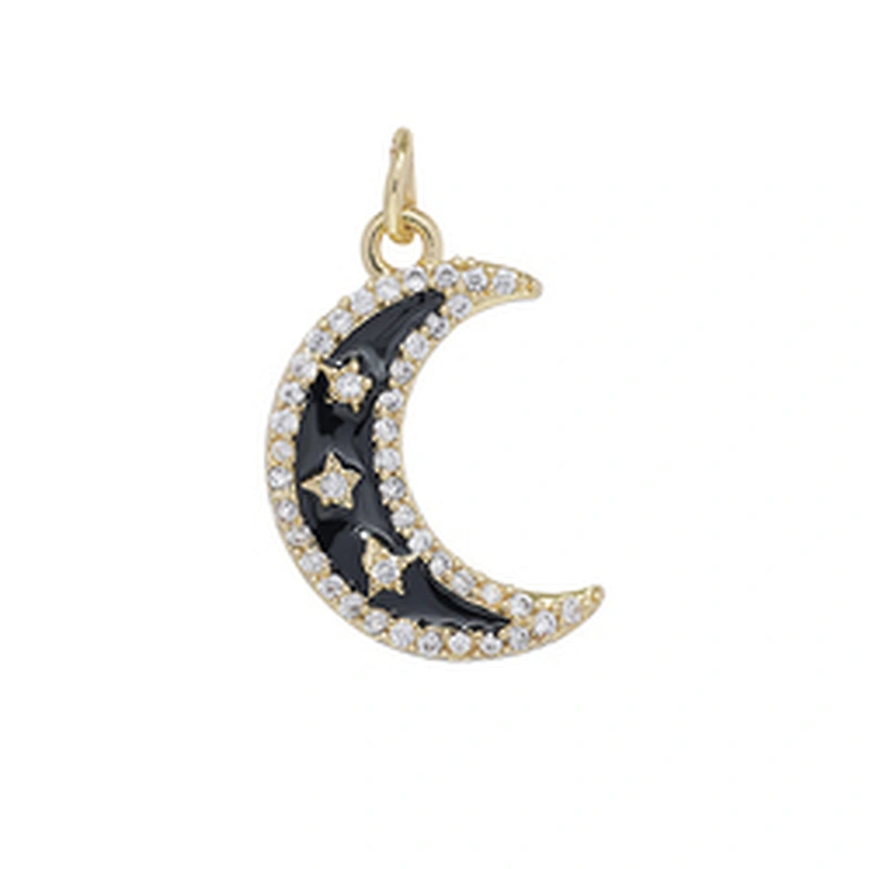 Beautiful Style Moon Pendants Bracelet Necklace Pendant Charms DIY Bracelet Making Jewelry CZ Moon Shaped Pendants Charms