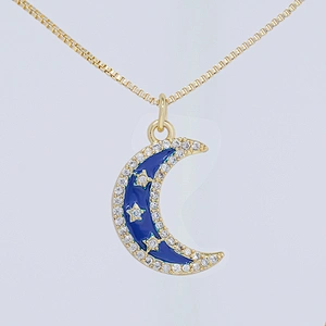 Beautiful Style Moon Pendants Bracelet Necklace Pendant Charms DIY Bracelet Making Jewelry CZ Moon Shaped Pendants Charms