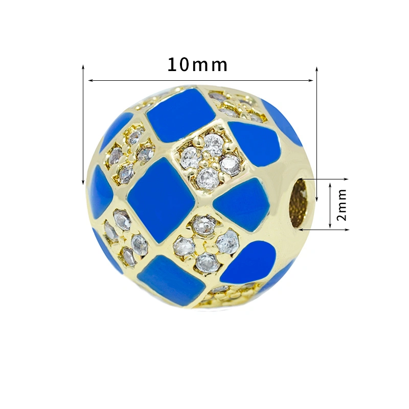Factory Jewelry Making round shape Bracelet Necklace Beads DIY Jewelry Wholesale CZ Football Shape Spacer Charms  Round beads