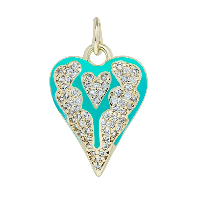 Factory Heart Shape Pendants Necklace Pendant Charms Bracelet Making 18k Gold Plated Jewelry CZ Heart Shape Pendants Charms DIY