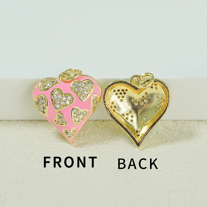 Fashion Heart Shape  Pendants  Necklace Pendant Charms DIY Bracelet Making  Gold Plated Jewelry CZ Heart Shape Pendants Charms
