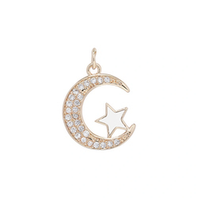 2022 Beautiful Moon Pendants Bracelet Necklace Pendant Charms DIY Bracelet Making Jewelry CZ Moon Shaped Pendants Charms