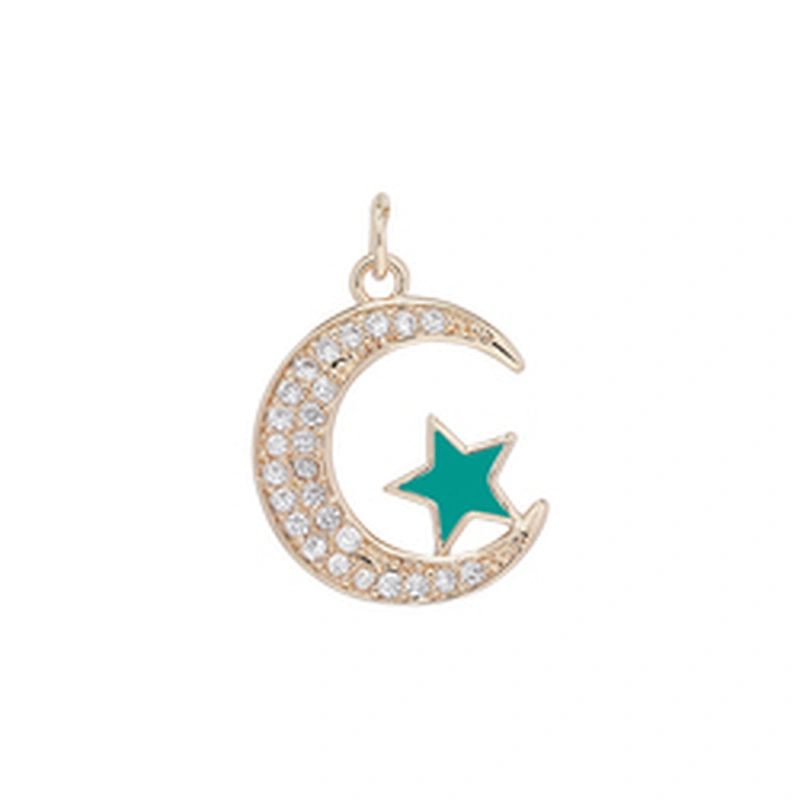 2022 Beautiful Moon Pendants Bracelet Necklace Pendant Charms DIY Bracelet Making Jewelry CZ Moon Shaped Pendants Charms