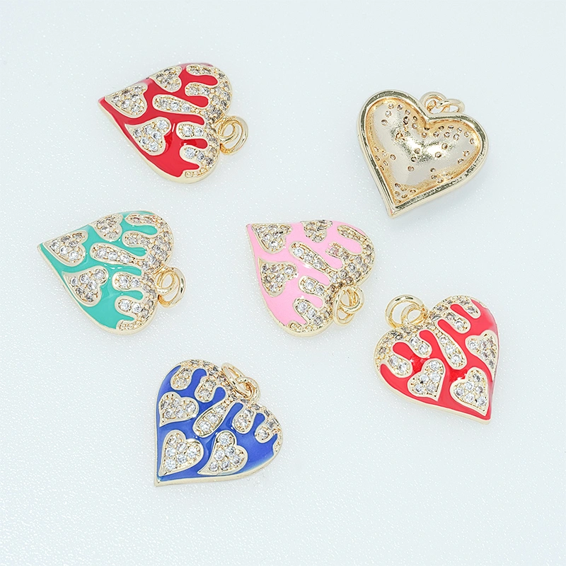 2022 Heart Shape  Pendants  Necklace Pendant Charms DIY Bracelet Making  Gold Plated Jewelry CZ Heart Shape Pendants Charms