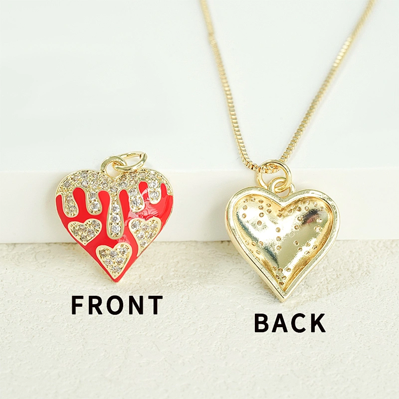 2022 Heart Shape  Pendants  Necklace Pendant Charms DIY Bracelet Making  Gold Plated Jewelry CZ Heart Shape Pendants Charms