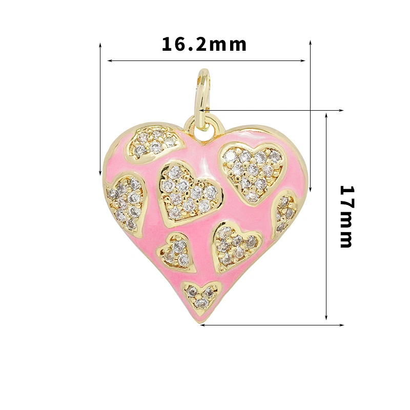 Fashion Heart Shape  Pendants  Necklace Pendant Charms DIY Bracelet Making  Gold Plated Jewelry CZ Heart Shape Pendants Charms