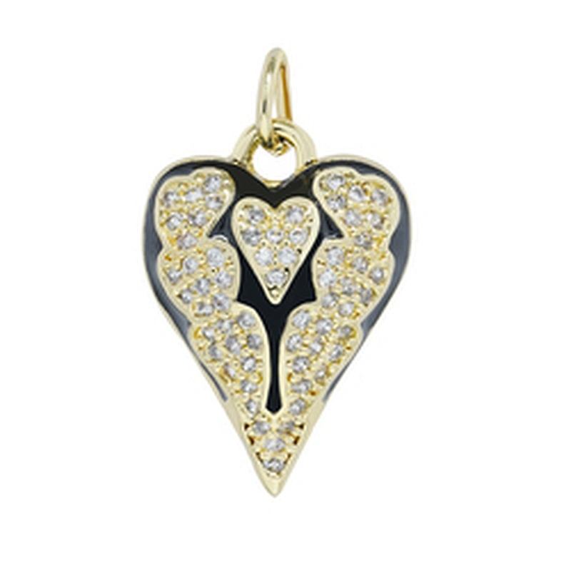 Factory Heart Shape Pendants Necklace Pendant Charms Bracelet Making 18k Gold Plated Jewelry CZ Heart Shape Pendants Charms DIY
