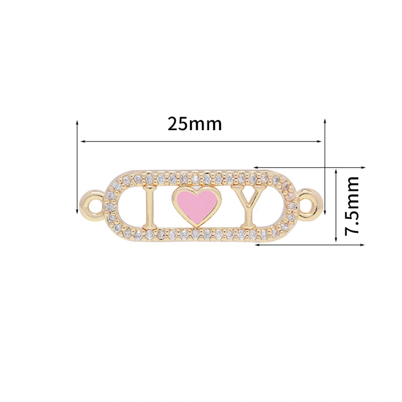 Fashion Heart Shape Bracelets Connectors Jewelry Making DIY Gold Accessories Bracelets Charms CZ Heart Bracelet Connectors