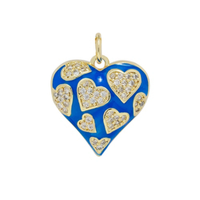 Fashion Heart Shape  Pendants  Necklace Pendant Charms DIY Bracelet Making  Gold Plated Jewelry CZ Heart Shape Pendants Charms