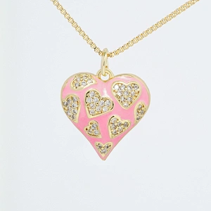 Fashion Heart Shape  Pendants  Necklace Pendant Charms DIY Bracelet Making  Gold Plated Jewelry CZ Heart Shape Pendants Charms