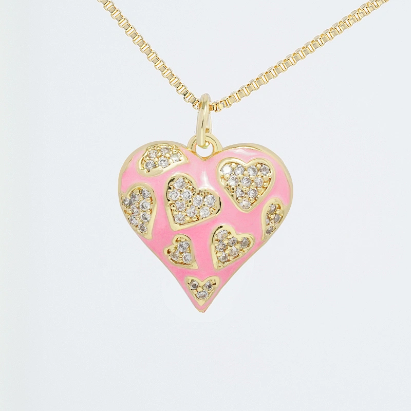 Fashion Heart Shape  Pendants  Necklace Pendant Charms DIY Bracelet Making  Gold Plated Jewelry CZ Heart Shape Pendants Charms