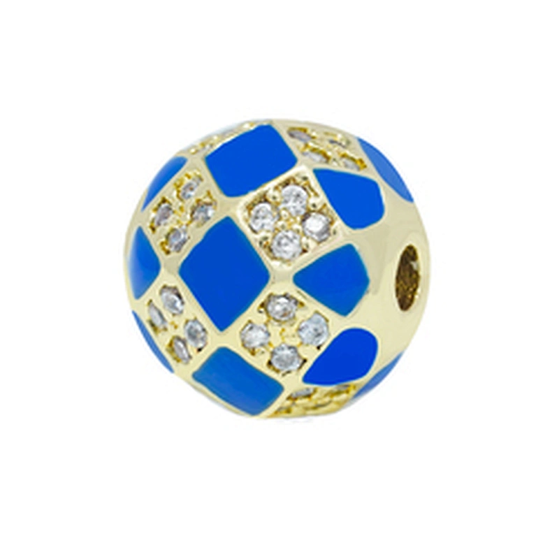 Factory Jewelry Making round shape Bracelet Necklace Beads DIY Jewelry Wholesale CZ Football Shape Spacer Charms  Round beads