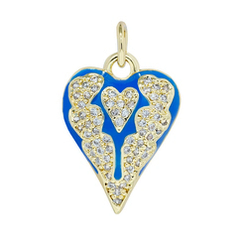 Factory Heart Shape Pendants Necklace Pendant Charms Bracelet Making 18k Gold Plated Jewelry CZ Heart Shape Pendants Charms DIY