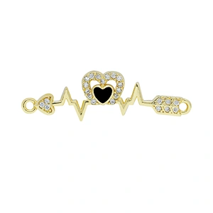 Fashion Heart Shape Bracelet Connectors For Jewelry Making DIY Gold Accessories Bracelets Charms CZ Heart Bracelet Connectors