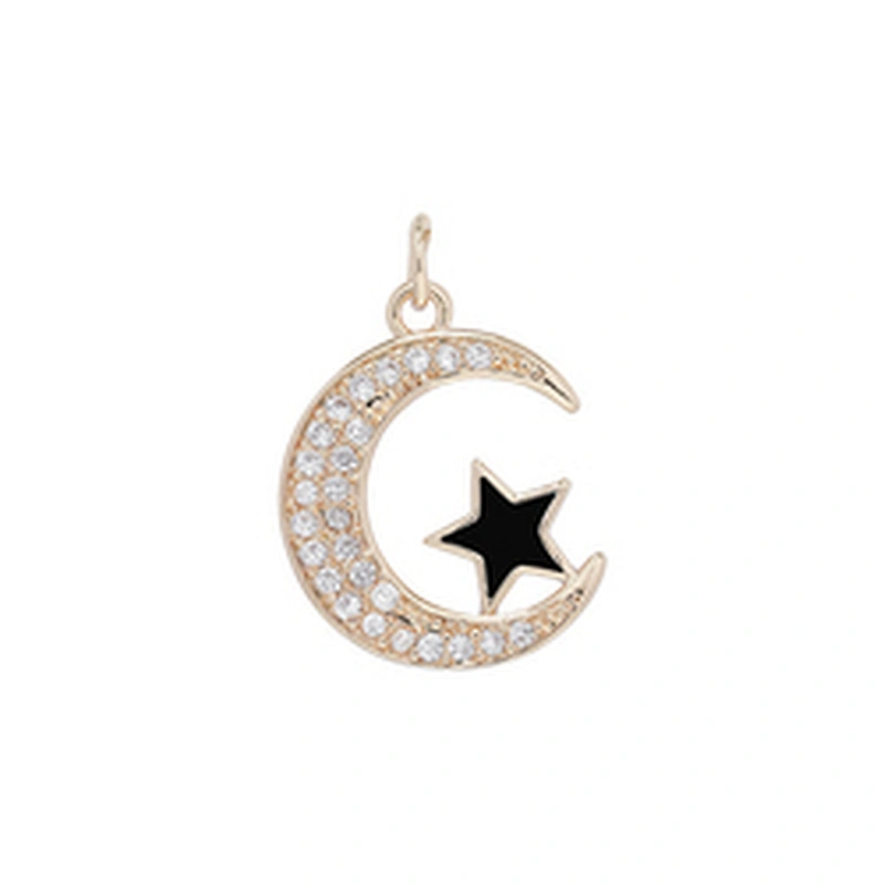 2022 Beautiful Moon Pendants Bracelet Necklace Pendant Charms DIY Bracelet Making Jewelry CZ Moon Shaped Pendants Charms