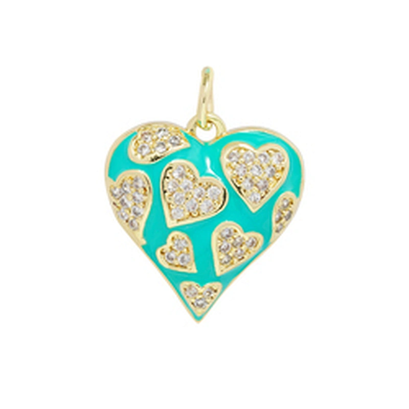 Fashion Heart Shape  Pendants  Necklace Pendant Charms DIY Bracelet Making  Gold Plated Jewelry CZ Heart Shape Pendants Charms