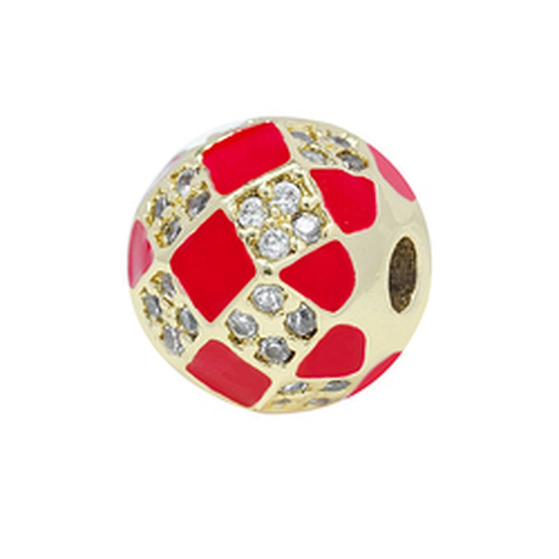 Factory Jewelry Making round shape Bracelet Necklace Beads DIY Jewelry Wholesale CZ Football Shape Spacer Charms  Round beads
