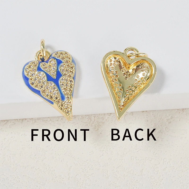 Factory Heart Shape Pendants Necklace Pendant Charms Bracelet Making 18k Gold Plated Jewelry CZ Heart Shape Pendants Charms DIY