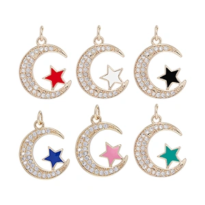 2022 Beautiful Moon Pendants Bracelet Necklace Pendant Charms DIY Bracelet Making Jewelry CZ Moon Shaped Pendants Charms