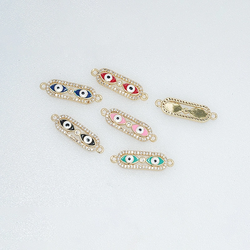 Fashion Eyes Shape Bracelet Connectors  Jewelry Making DIY Gold Accessories Bracelets Charms CZ Eyes Bracelet Connectors