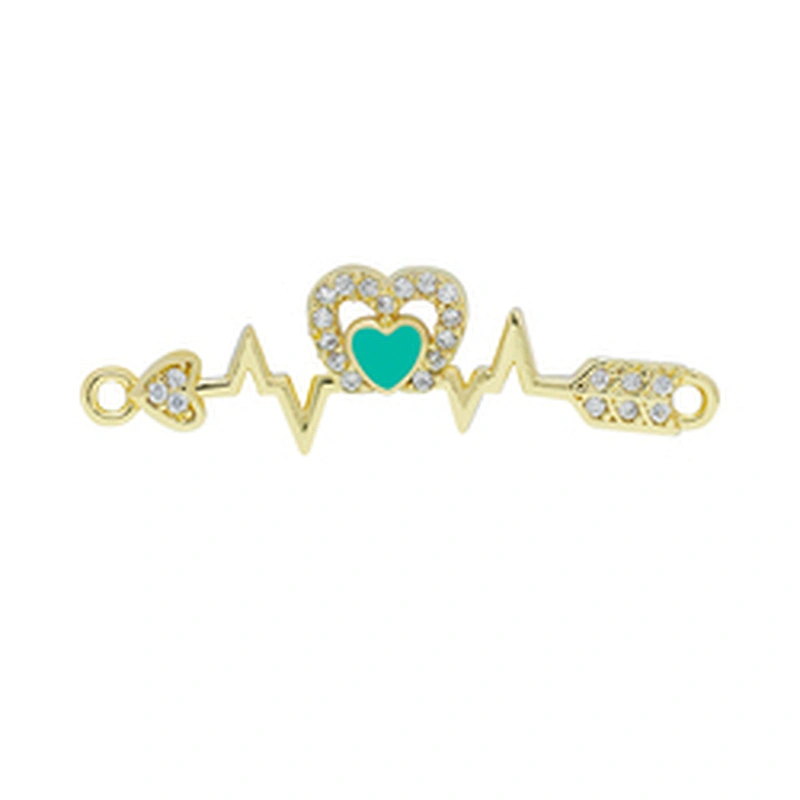 Fashion Heart Shape Bracelet Connectors For Jewelry Making DIY Gold Accessories Bracelets Charms CZ Heart Bracelet Connectors
