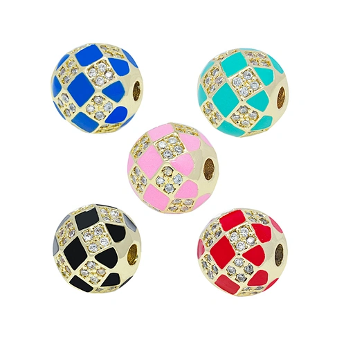 Factory Jewelry Making round shape Bracelet Necklace Beads DIY Jewelry Wholesale CZ Football Shape Spacer Charms  Round beads